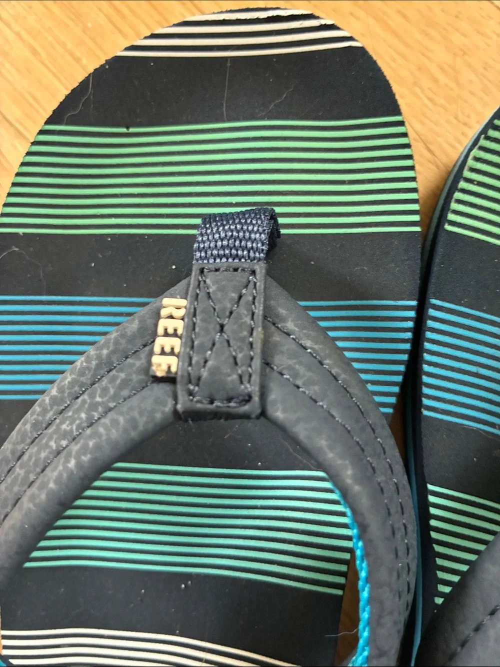 Reef boys Blue Striped Flip Flops
